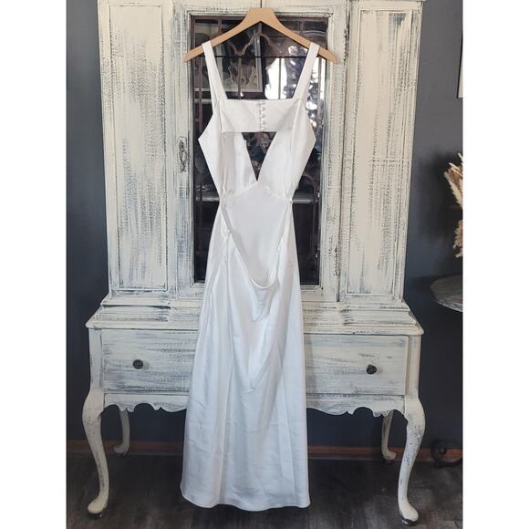 NWT Sachin & Babi Cutout Satin White Midi Dress - 12 - Picture 6 of 7
